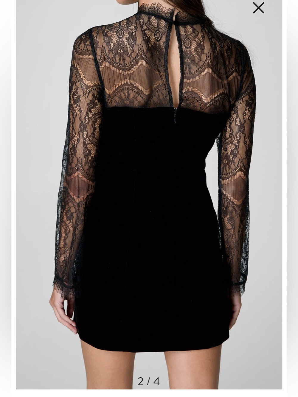 Nasty Gal Long Sleeve Velvet & Lace Minidress Nordstrom NWT Size 0 - Picture 2 of 5